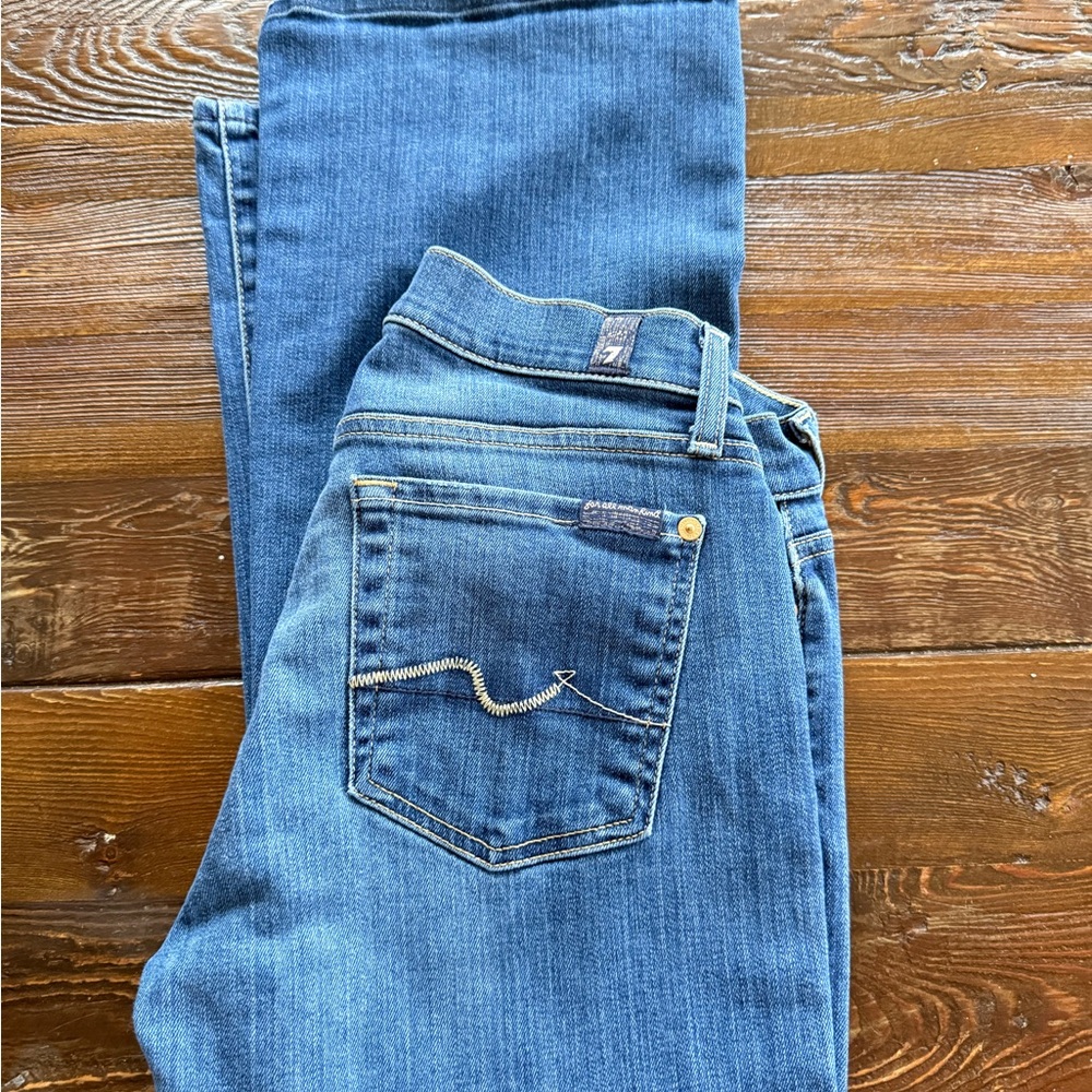 7 For All Mankind Straight Leg Blue Jeans